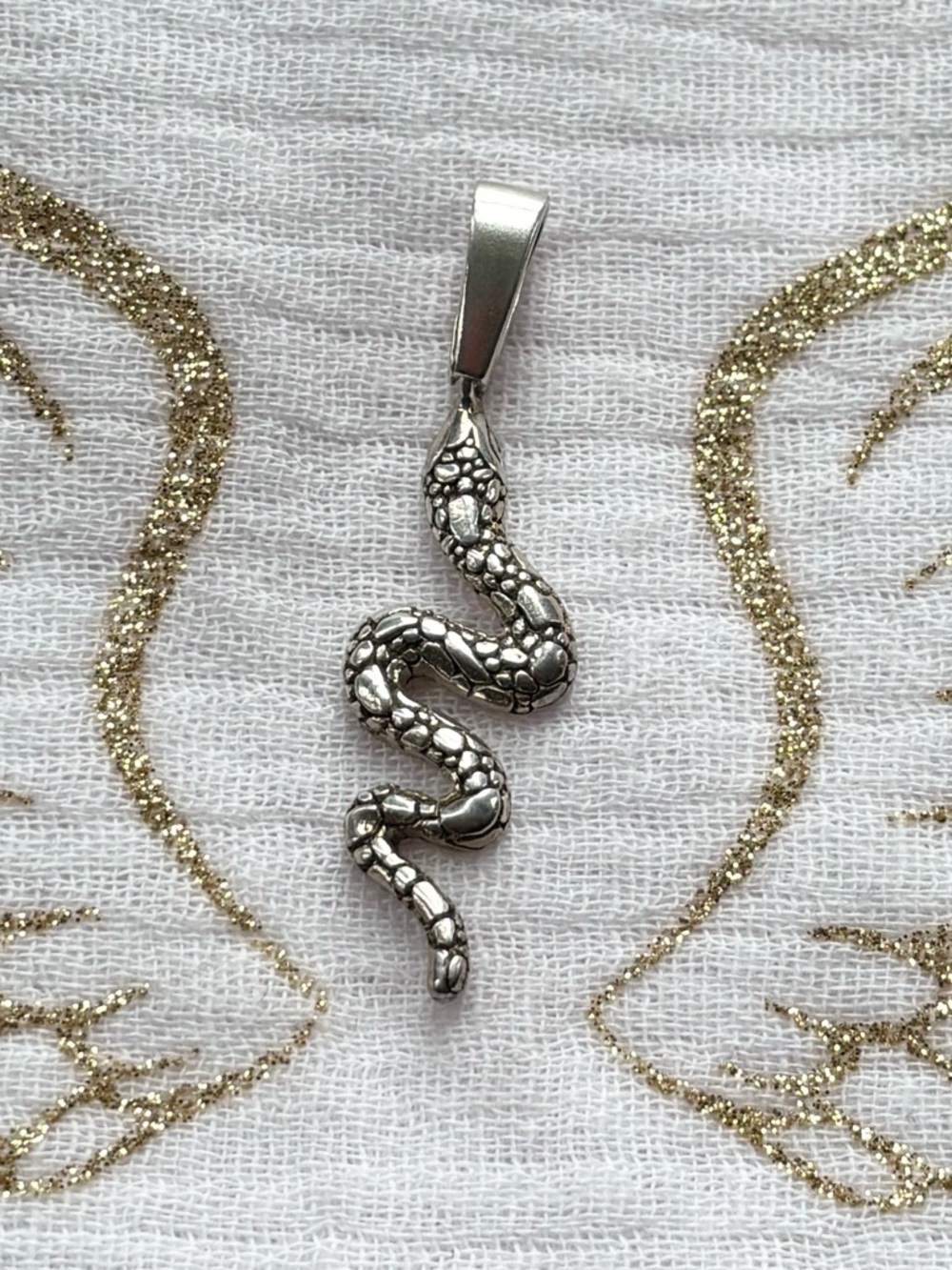 Sterling Silver Snake Pendant Necklace Charm